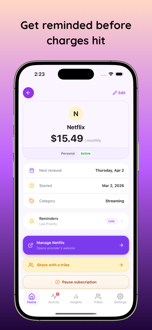 Subscription detail